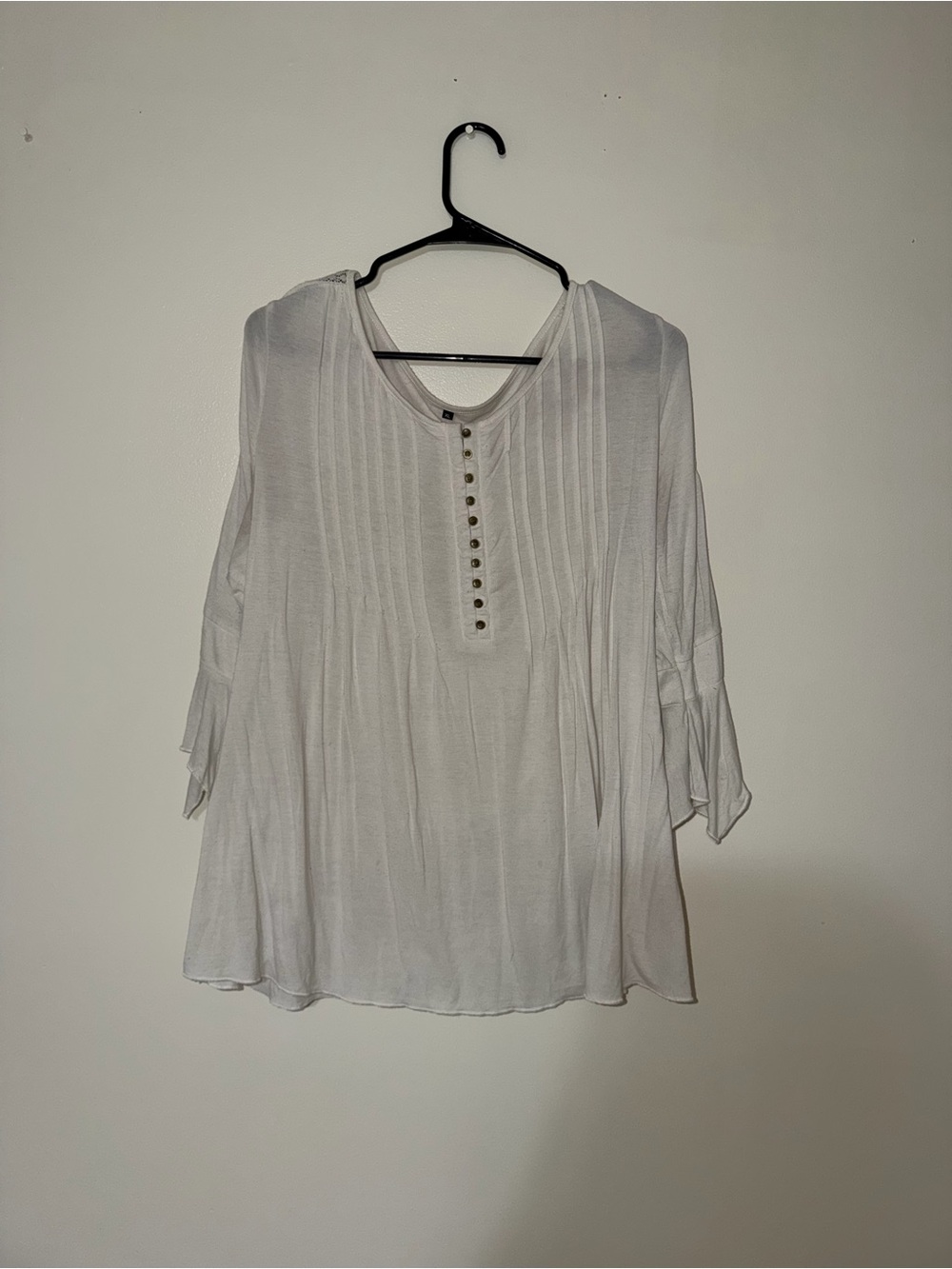 White Women’s Pintuck Henley Top